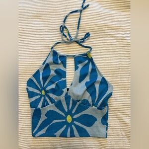 Forever 21 Blue Floral Halter Top